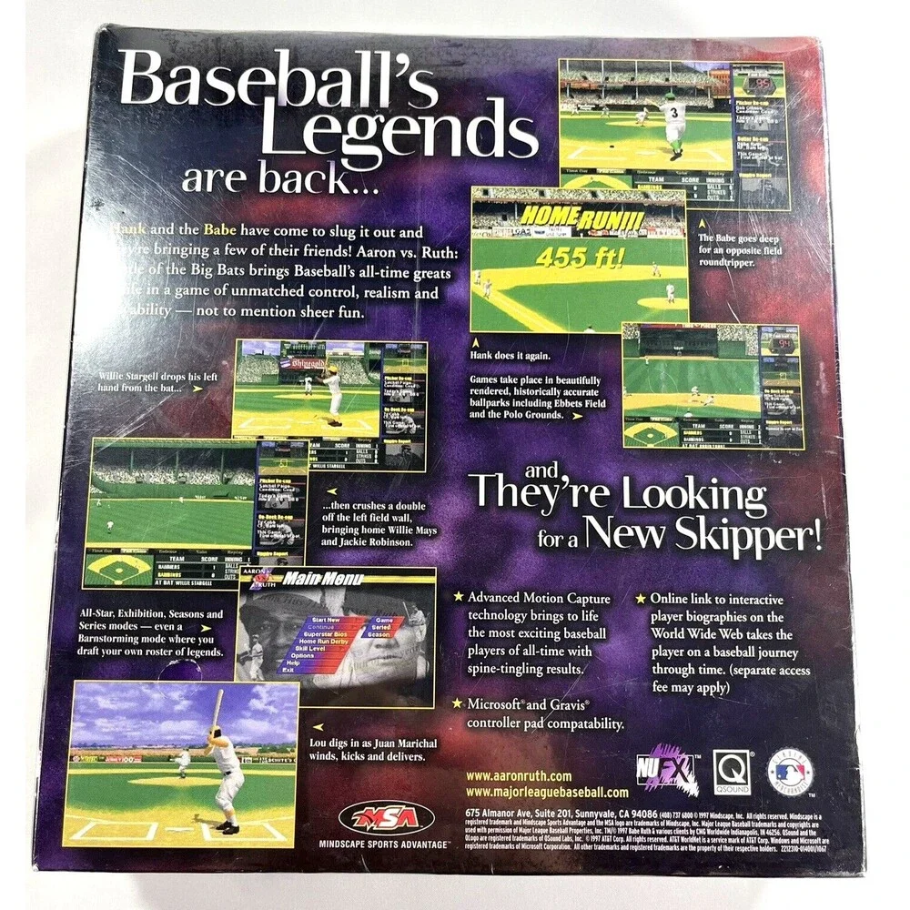 AARON vs RUTH Battle Of Big Bats CD-ROM WIN95, 1997 Computer Game New Sealed